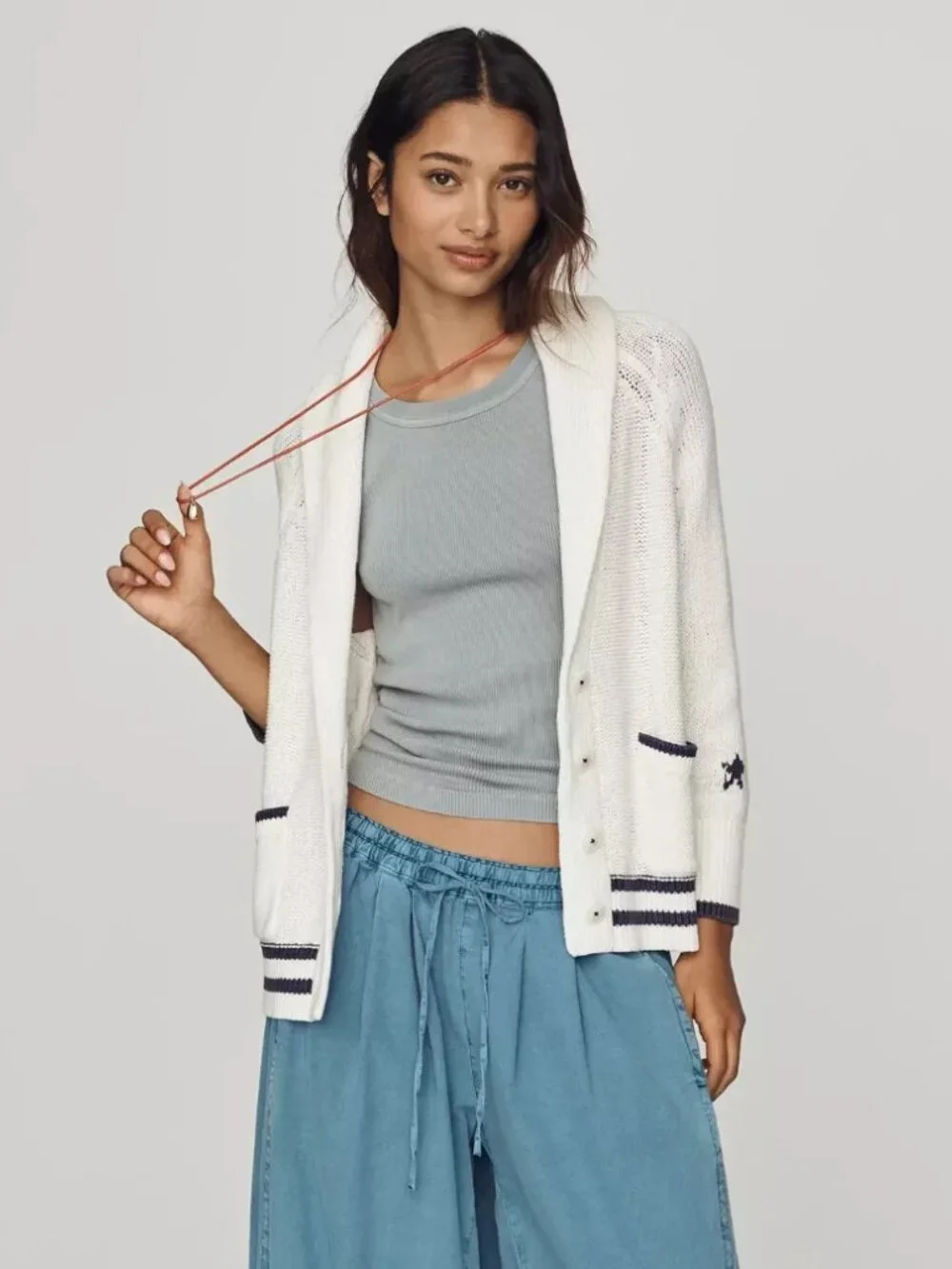 Anthropologie Maeve American Flag Shawl Collar Cardigan Sweater XL NWT Patriotic